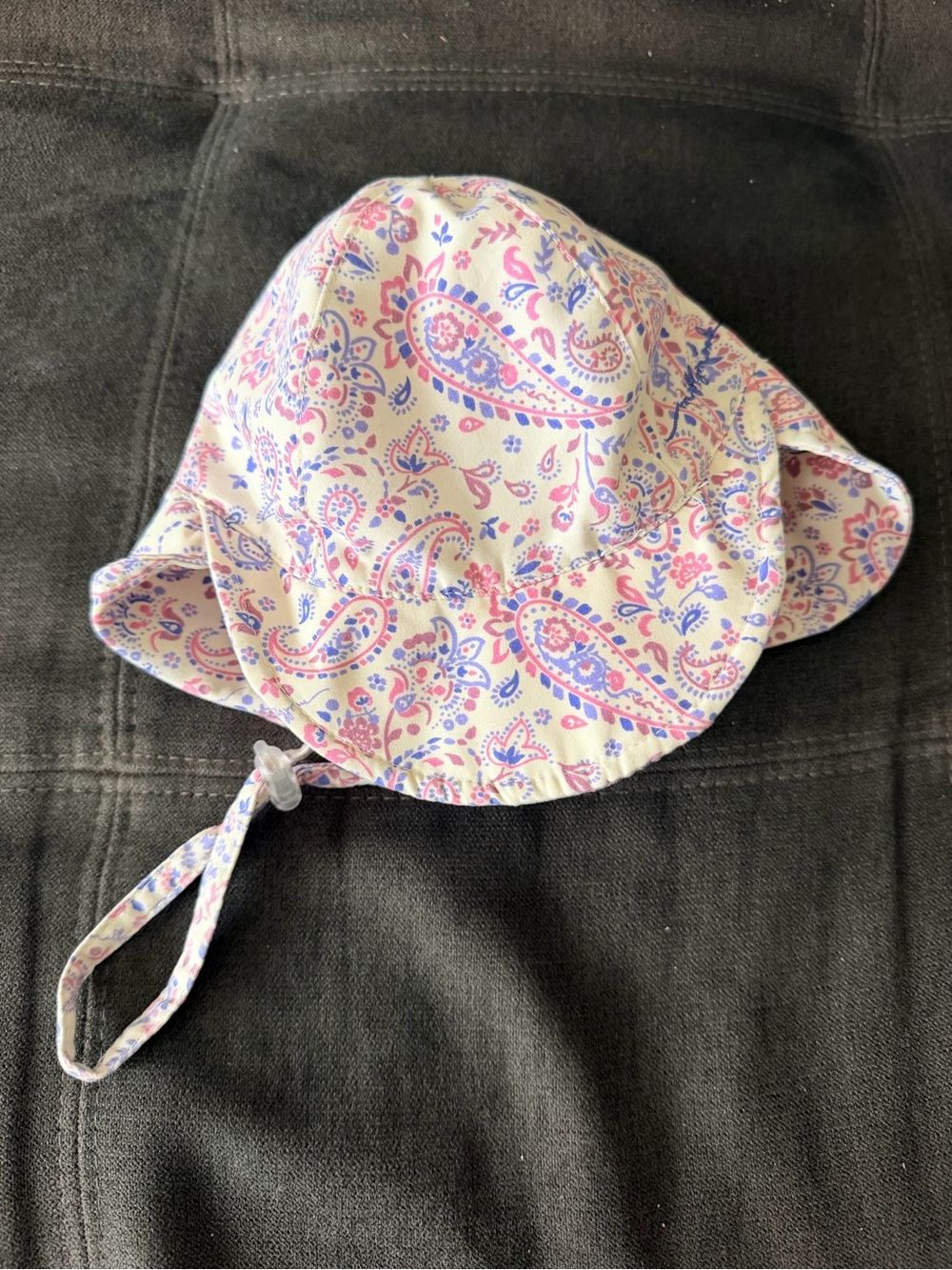 Girls Paisley Sun Hat with Chin Strap - Pink & Purple